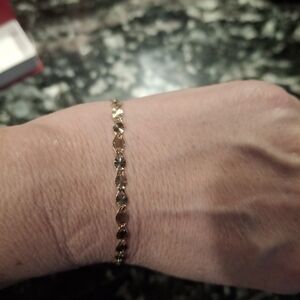10K Solid Gold Valentino Diamond Cut Delicate Link Bracelet for Women